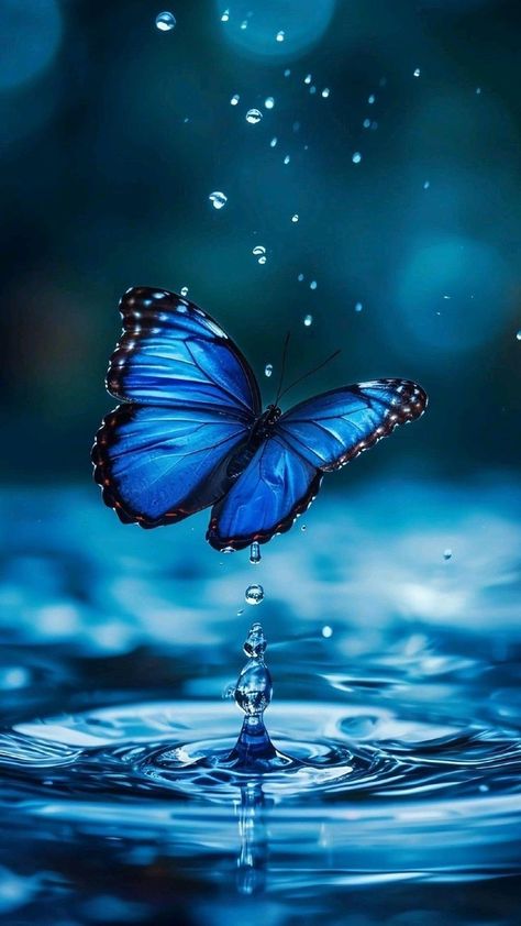 Cute Vintage Aesthetic, Jing Y Jang, Blue Butterfly Wallpaper, Beautiful Butterfly Pictures, Whatsapp Wallpaper Cute, Cute Summer Wallpapers, Blue Butterflies, Wallpaper Android, Body Of Water