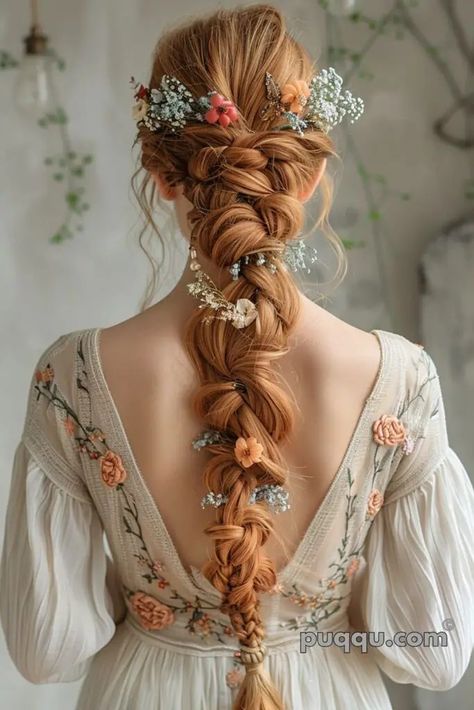 Braid Hairstyles With Flowers, Braids Up In A Bun, Wedding Hairstyles Medium Hair, Thick Hair Short Hairstyles, Bun Wedding Hairstyles, Women Grey Hair, How To Fishtail, Hairstyles With Flowers, Hairstyles Medium Hair