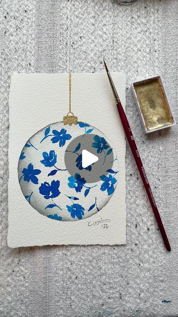 Watercolour Inspiration Christmas, Watercolor Christmas Cards Diy Artwork, Watercolor Christmas Balls, Watercolor Art Christmas Cards, Christmas Card Art Ideas, Watercolor Christmas Cards Tutorial, Ornaments Watercolor, Watercolor Christmas Art, Christmas Cards Watercolor