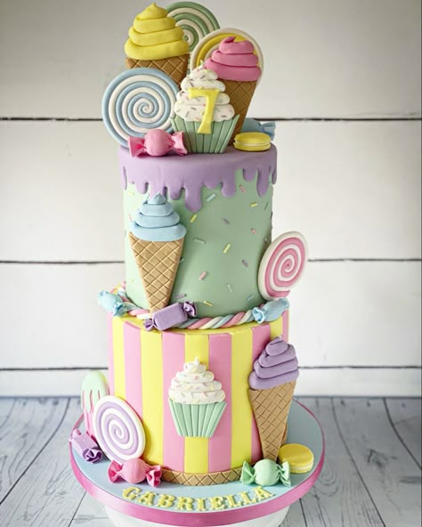 Candy Shop Birthday Cake, Two Floor Cake, Ice Cream Theme Birthday Cake, Reese Cake, Llama Cake, Sweet Birthday Cake, Candyland Cake, Minion Birthday Cake, Candy Birthday Cakes