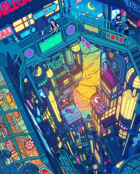 Cyberpunk Drawing, Punk Wallpaper, Pastel Poster, Vaporwave Art, City Drawing, Cyberpunk Aesthetic, Cyberpunk City, City Illustration, Blue City