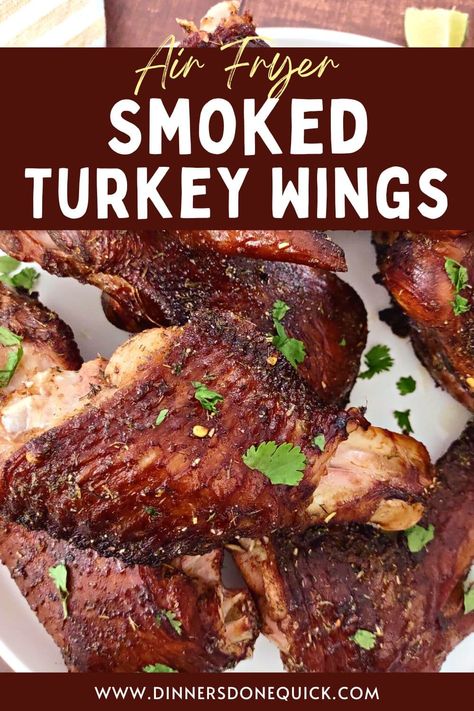 Discover the ultimate recipe for mouthwatering smoked turkey wings in the air fryer! 😋🍗 Perfectly seasoned, crispy, and full of flavor. Try it now and elevate your cooking game! 👩‍🍳🔥#DinnersDoneQuick #SmokedTurkeyWings #HowtoCookSmokedTurkeyWings #RecipeforSmokedTurkeyWings #HowLongtoCookSmokedTurkeyWings #SmokedTurkeyWingsRecipes #CookingSmokedTurkeyWings #SmokedTurkeyWingsinAirFryer #AirFryerSmokedTurkeyWings #TurkeyWings #TurkeyWingsinAirFryer Smoked Turkey Wings Recipes, Precooked Turkey, Wings In The Air Fryer, Smoked Turkey Wings, Turkey Leg Recipes, Smoked Turkey Legs, Bbq Turkey, Smoked Turkey Recipes, Air Fryer Recipe