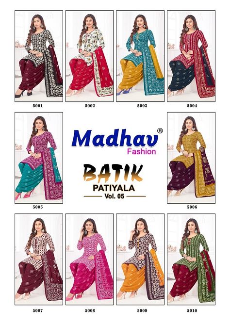 Kavya Style Plus +91-8758538270: Batik Patiyala Vol 5 Madhav Fashion Cotton Dress M... Wedding Salwar Kameez, Mirror Work Saree, Pure Chiffon Sarees, Bandhani Dress, Pure Georgette Sarees, Lehenga Choli Wedding, Party Wear Kurtis, Dress Materials Cotton, Latest Designer Sarees