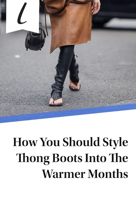 Looking for a controversial fashion item to spice up your closet? Look no further than the thong boot. Ever since Miu Miu debuted their thong boot designs at Paris Fashion Week in October 2022, people have been debating whether or not this wacky flip-flop/boot combo should even be a thing. #boots #summerboots #fashion Controversial Fashion, Boot Heels Outfit, Miu Miu Sandals, Open Toe Boots, Flip Flop Boots, Summer Boots, Heels Outfits, October 2022, Designer Boots