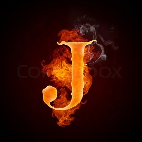 Stock image of 'Fire Letter J Isolated on Black Background' Letter J, Black Background, Fortnite, Iphone