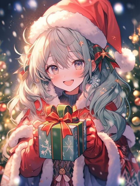 Anime Christmas Wallpaper Cute, Christmas Wallpaper Anime, Anime Santa, Christmas Anime, Christmas Outfit Ideas, Cute Eyes Drawing, Anime Elf, Anime Group, Kawaii Christmas