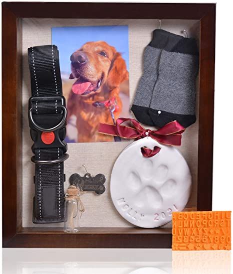 Pet Memorial Ideas Dogs, Pet Memorial Picture Frame, Dog Shadow Box, Paw Print Art, Dog Urns, Dog Remembrance, Pet Keepsake, Pet Remembrance, Pet Loss Gifts