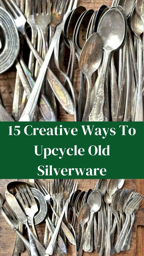 Crafts Using Silverware, Repurposed Silverware Diy, Old Spoons Ideas, Old Spoons Repurposed, How To Display Silverware, Repurpose Old Silverware, Diy Silverware Jewelry How To Make, Silverware Rings Diy, What To Do With Old Silverware