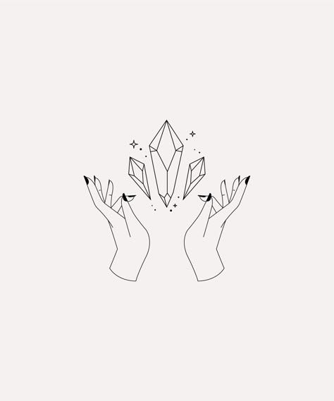 Crystal Illustration Graphic Design, Crystal Graphic Design, Rose Quartz Tattoo, Crystal Tattoo Design, Crystal Logo Design, Hands Logo Design, Phone Wallpaper Minimal, Gem Illustration, Crystals Illustration