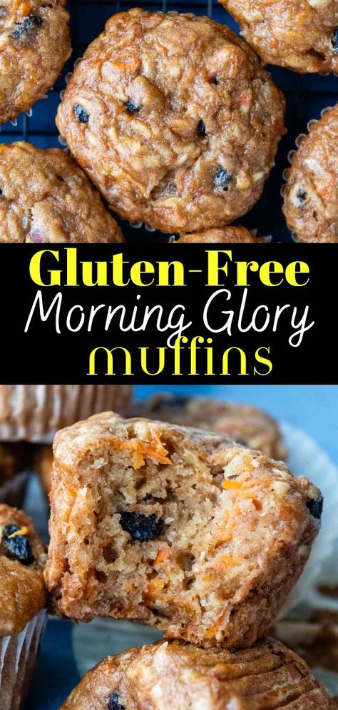 Gluten Free High Fiber Muffins, Low Carb Gluten Free Muffins, Bran Muffins Gluten Free, Gf Bran Muffins, Gluten Free Morning Glory Muffin Recipe, Brown Rice Flour Muffins, Pumpkin Morning Glory Muffins Healthy, Healthy Gf Recipes, Healthy Muffin Recipes Oatmeal