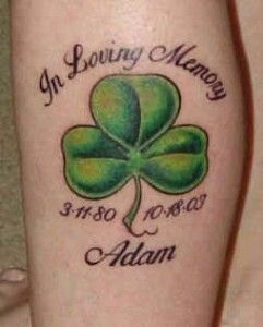 Shamrock Memorial Tattoo, Clover Memorial Tattoo, Leprechaun Tattoos, Irish Tattoo, Fishing Hook Tattoo, Watercolor Butterfly Tattoo, Hook Tattoos, Memorial Tattoo Designs, Secret Tattoos