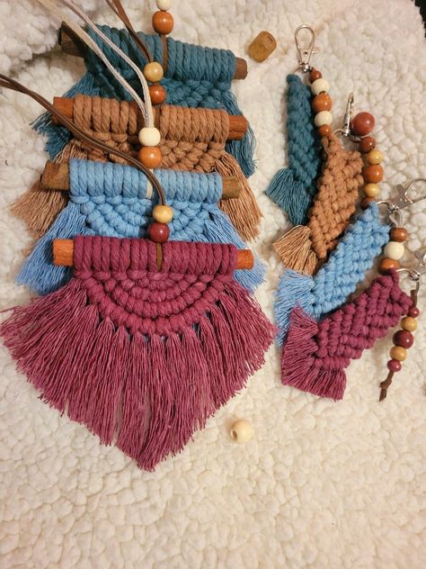 Cinnamon Stick Macrame, Macrame Car Charm, Cinnamon Scent, Macrame Keychain, Handmade Macrame, Keychain Set, Charm Keychain, Macrame Design, Car Charms