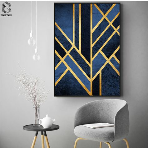 Bachelor Pad Decor, Art Deco Wall Art, Linear Art, Deco Wall, Art Deco Wall, Soyut Sanat Tabloları, Art Gold, Flash Art, Wall Art Canvas Painting