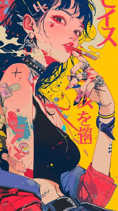 Japanese Pop Art, Pop Art Illustration, Japon Illustration, 캐릭터 드로잉, Pop Art Wallpaper, Anime Artwork Wallpaper, Wallpapers Iphone, Cyberpunk Art, Funky Art