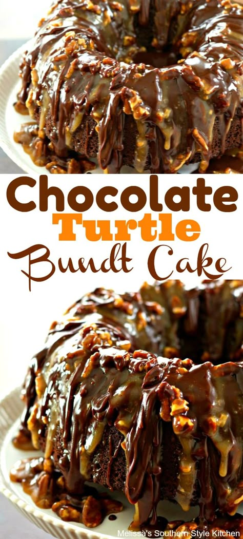 Turtle Bundt Cake, Nothing Bundt Cakes Recipe, Unusual Desserts, Festival Snacks, Monkey Breads, Bundt Pan Recipes, Chocolate Turtle, Bundt Recipes, Savory Cakes