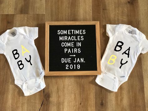 Twin pregnancy announcement- letter boards Twin Reveal Ideas, Announcing Twins, Twin Letter Board Announcement, Twin Announcement Ideas, Expecting Twins Announcement, Twin Pregnancy Announcement Photoshoot, Pregnancy Announcement Letter Board, Cute Twin Pregnancy Announcement, Pregnancy Announcement Twins