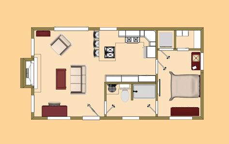 The floor plan of a 480 sq ft Shoe Box. This is a good floor plan for me, would only change tub to walk in shower and add some storage. 400 Sq Ft Apartment, Tiny House Architecture, Boy Sleeping, Small Floor Plans, Building A Tiny House, Tiny House Inspiration, Apartment Floor Plans, House Cabin, Tiny House Floor Plans