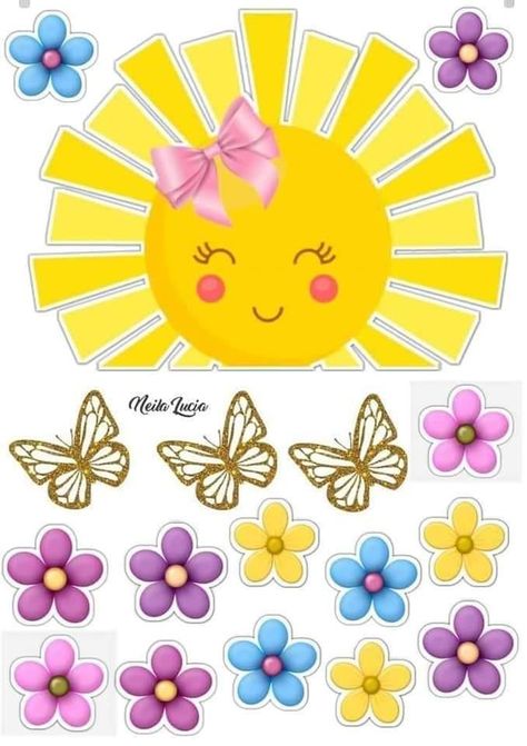 Sunshine Birthday Theme, Bday Party Kids, Baby Print Art, Peppa Pig Birthday Party, Paper Dolls Clothing, Flower Graphic Design, Birthday Cake Topper Printable, Cake Decorating Piping, Sunshine Birthday