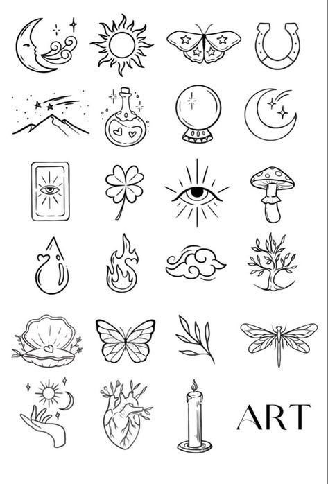 Flash Art Tattoos, Tato Minimal, Beginner Tattoos, Muster Tattoos, Small Pretty Tattoos, Simple Tattoo Designs, Flash Tattoo Designs, Cute Little Tattoos, Tattoo Stencil Outline