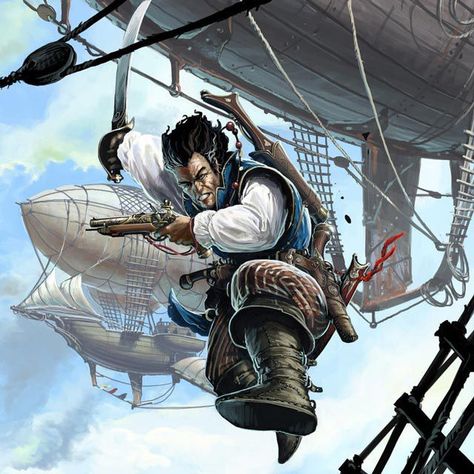 Airship Pirate, Sky Pirate, Pirate Character, Pirate Illustration, Steampunk Artwork, Steampunk Airship, Art Steampunk, Free Photoshop Actions, The Pirates