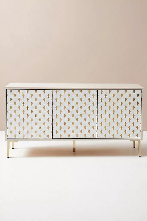 Mother Of Pearl Furniture, Pearl Furniture, Sideboard Dining Room, Ceramic Stool, Living Room Console, Dining Room Buffet, Mother Of Pearl Inlay, Anthropologie Uk, Pearl Inlay