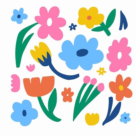 Flower Doodle Illustration, Simple Flowers Illustration, Flowers Vector Art, Fun Shapes Design, Abstract Flower Shapes, Flowers Illustration Simple, Organic Doodles, Simple Illustration Design, Simple Flower Illustration