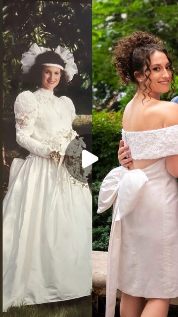 Sydney Berger 📸 on Instagram: "Turned my mom’s wedding gown into a dress for my rehearsal dinner 👰🏻‍♀️ . . . #weddingdress #weddingstyle #bride #bridal #weddingtransformation #rehearsaldinner #weddinggown #weddingideas #weddinginspiration #weddinginspo #weddingwear #weddingplanning #bridalfashion #bridalgown #bridalstyle #weddingreels" Moms Wedding Dress, Wedding Rehearsal Dinner Dress, Mom Wedding Dress, Be Faithful, Love Is Everything, Truly Madly Deeply, Madly Deeply, Counting On, Deeper Meaning