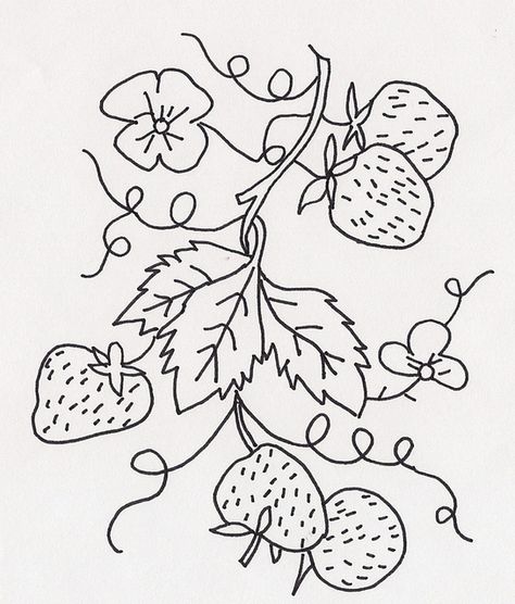 Strawberries on Vine | Flickr - Photo Sharing! Strawberries On Vine, Blackboard Ideas, Embroidery Fruit, Strawberry Vine, Vine Drawing, Leaves Sketch, Wool Art, Sewing Appliques, Floral Poster