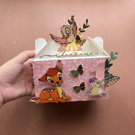 Bambi Party Favors, Bambi Birthday Party, Bambi Party, Bambi Birthday, Third Birthday Party, Diy Cake Topper, Gable Boxes, Disney Party, Party Favor Boxes