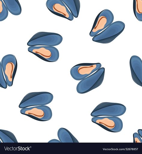 Mussels Illustration, Blue Mussel, Grafic Art, Seamless Pattern, Seamless Patterns, Png Images, Adobe Illustrator, White Background, Vector Images