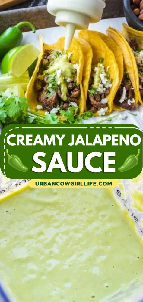 Jalapeno Sauce Recipe, Creamy Jalapeno Sauce, Easy Sauce Recipe, Creamy Jalapeno, Jalapeno Sauce, Mexican Sauce, Salsa Guacamole, Homemade Sauce Recipes, Jalapeno Recipes