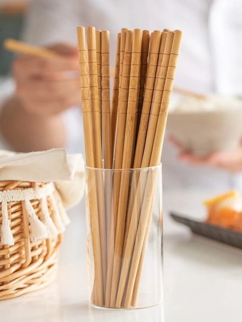 10pairs Bamboo Chopstick Set | SHEIN USA Mold Prevention, Japanese Sushi, Vietnamese Recipes, Rice Bowls, Hot Pot, Naan, Chopsticks Set, Chopsticks, Food Service Equipment