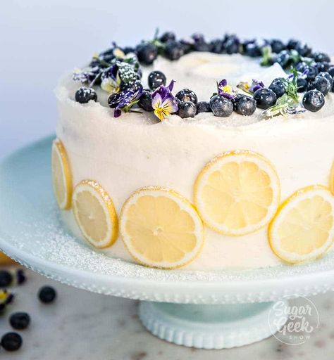 Blueberry Buttermilk Cake, Blueberry Lemon Cake Recipe, Lemon Blueberry Cake, Sugar Geek, Buttermilk Cake, Lemon Cream Cheese Frosting, Blueberry Cake Recipes, Cake Lemon, Blueberry Lemon Cake