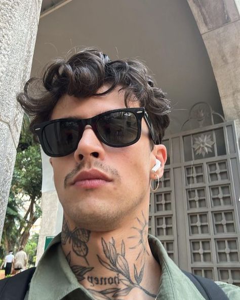 Neck Tattoo Men, Neck Tattoo For Guys, Wearing Glasses, Neck Tattoo, Inspirational Tattoos, Book Characters, Tattoos For Guys, Short Hair Styles, Hair Cuts