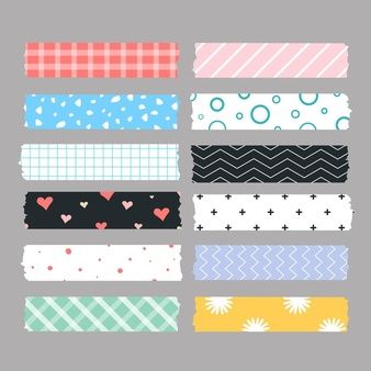 Free Vector | Cute hand drawn washi tape collection in pastel color Washi Tape Art, Washi Tape Collection, Washi Tape Ideas, Paper Vector, Penanda Buku, Colored Tape, Tape Ideas, Washi Tape Planner, Tape Pattern