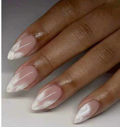 Ombre White Chrome Nails, White Cloud Nails, Aura Nails White, Cloudy Nails, White Ombre Nails, White Chrome Nails, Nails With White, White Ombre, White Clouds