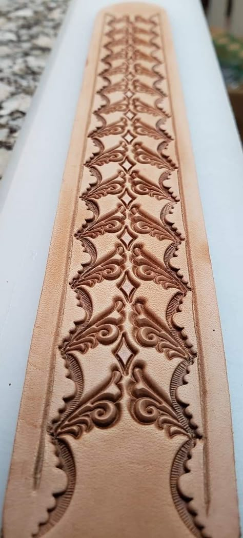 Leather Work Patterns, Leather Stamping Ideas, Hand Tooled Leather Belt Patterns, Leather Border Patterns, Free Leather Belt Tooling Patterns, Leather Tooling Border Patterns, Simple Leather Belt Tooling Patterns, Stamped Leather Belt, Luxury Hand Tooled Classic Belt