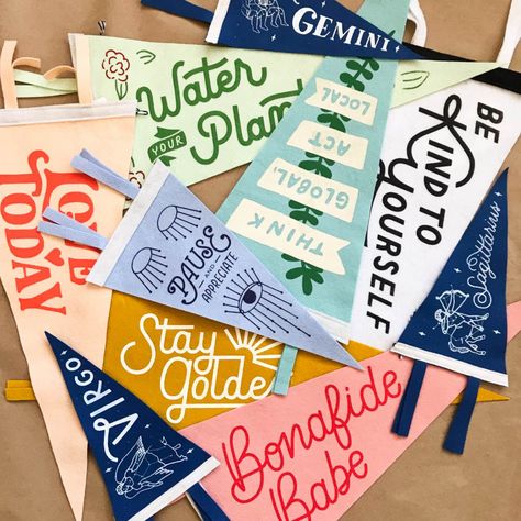 The Art of Encouragement: Meet Positive Pennants Diy Lounge, Fun Mail, Pennant Flags, Felt Banner, Felt Pennants, Pennant Flag, Mutual Respect, Pennant Banners, Shop Products