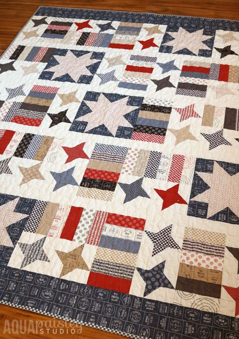 Quilts Of Valor Patterns, Block Quilt Ideas, American Flag Quilt, Stars Quilt Pattern, Quilting Digest, Cake Quilt, Flag Quilt, Block Quilt, Quilt Care