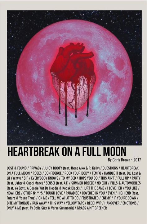 minimal polaroid album poster for chris brown, heartbreak on a full moon Heartbreak On A Full Moon Chris Brown, Chris Brown Album Cover Poster, Chris Brown Heartbreak On A Full Moon, Chris Brown Album Poster, Chris Brown Album Wallpaper, Chris Brown Album Cover, Chris Brown New Album, Chris Brown Poster, Cb Wallpaper