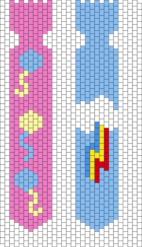 Pinkie Pie Perler Bead Pattern, Kandi Multi Stitch Pattern, Numbered Kandi Patterns, Cuff Pattern Kandi, Perler Beads Necklace, Kandi Tie Tutorial, Nyan Cat Kandi, Kandi Tie Pattern, Ladder Stitch Kandi