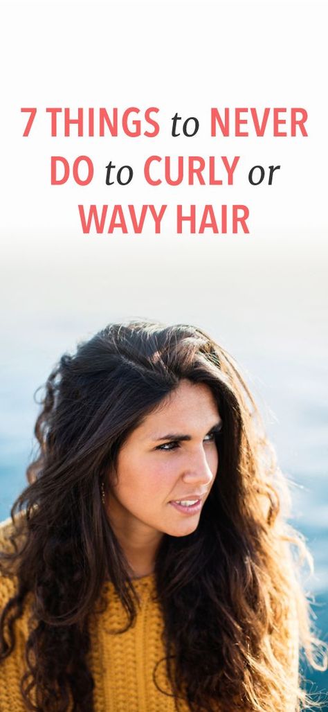 7 things you should never do to your curly or wavy hair #beauty Wavy Hair Care, Hair Care Oil, Long Brown Hair, Curly Hair Care, Frizzy Hair, Curly Hair Tips, Hair Maintenance, Hair Care Tips, Acrylic Nail Designs