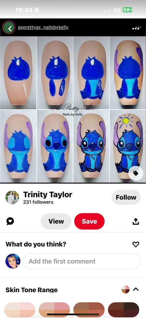 Stitch Angel Nails, Stitch And Angel Nails, Hamilton Nails, Stitch Nails, Nail Painting Tips, Halloween Stitch, Angel Nails, Nail Painting, Stitch And Angel