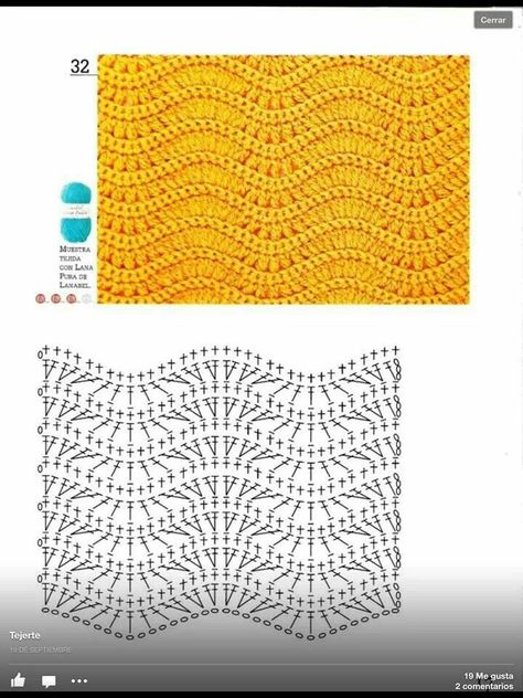 Graph Ripple Stitch Crochet, Crochet Ripple Pattern, Zig Zag Crochet, Crochet Stitches Chart, Ripple Stitch, شال كروشيه, Flower Cakes, Crochet Stitches Diagram, Mode Crochet