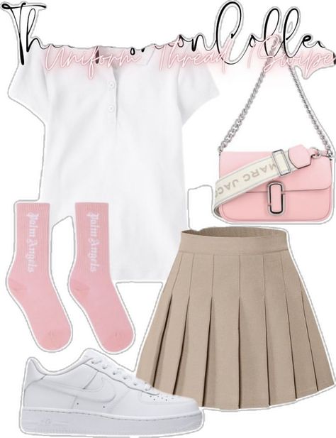 Styling Uniform, Cute Uniform Outfits For School, Outfit Ideas For School Uniform, School Outfits Uniform, School Uniform Ideas, Uniform Fits, Back To School Uniform, Harajuku Pink, Uniform Outfits