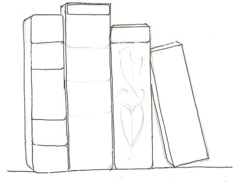 Shelf Drawing, Draw Books, Easy Books, Picture Shelves, Cartoon Books, Simple Line Drawings, 3d Drawings, Book Drawing, Drawing Easy