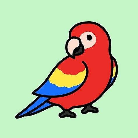 Cute Parrot Cartoon, Parrot Cute Drawing, Cute Parrot Drawing Easy, Parotts Bird Drawing Easy, Cartoon Parrot Drawing, Quaker Parrot Drawing, Easy Parrot Drawing For Kids, Easy Bird Drawing Simple, Cute Bird Drawing Simple