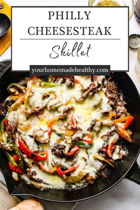 Philly Cheese Skillet, Healthy Steak And Cheese Recipe, Philly Cheesesteak In A Bowl, Philly Cheese Steak Lunch Prep, Smothered Philly Cheese Cube Steak, One Pan Philly Cheese Steak, Electric Skillet Steak Recipes, Philly Cheese Steak Protein Bowl, Optavia Philly Cheesesteak Skillet