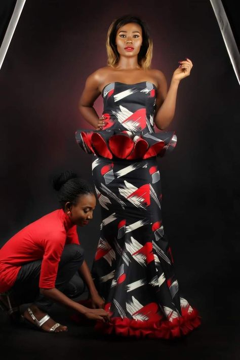 The cone and the sleeves are detachable Long Ankara Gowns, Ankara Gowns, Three In One, Ankara, One Shoulder Formal Dress, One Shoulder, One Piece, Formal Dresses