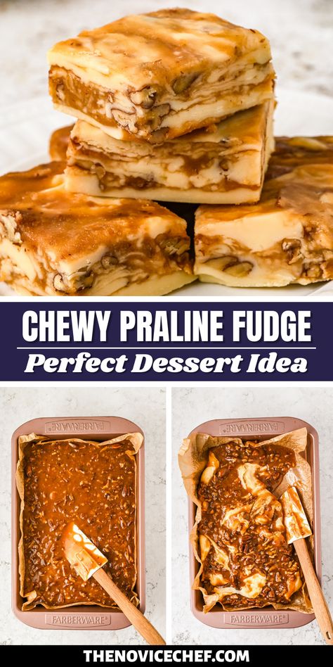 Pralines Fudge, Praline Fudge Recipe, Homemade Pralines, Praline Fudge, Praline Candy, Pralines And Cream, Buc Ee's, Cream Fudge, Praline Recipe